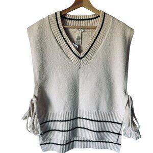 Free People New All Star Stripe Poncho/Vest One size Layering Cozy Boho Neutral